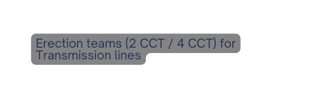 Erection teams 2 CCT 4 CCT for Transmission lines